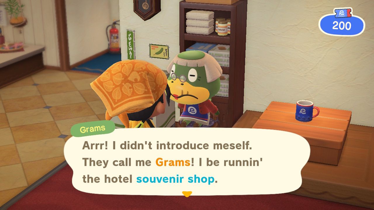 Visiting Grams' shop in Animal Crossing: New Horizons