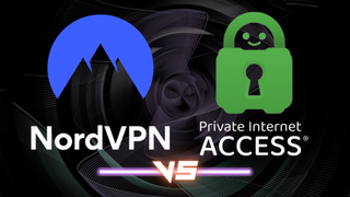 NordVPN vs Private Internet Access logos on a dark background
