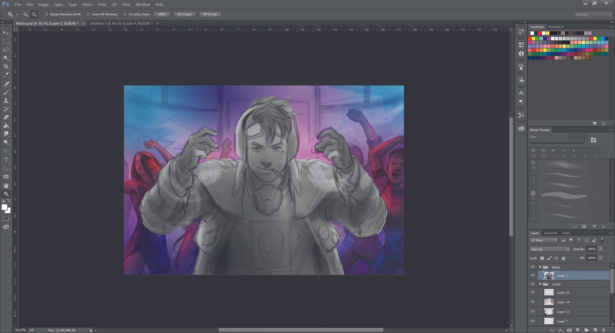 While maintaining a consistent colour scheme for the background so it highlights the character, it's also important for it to hold a little drama