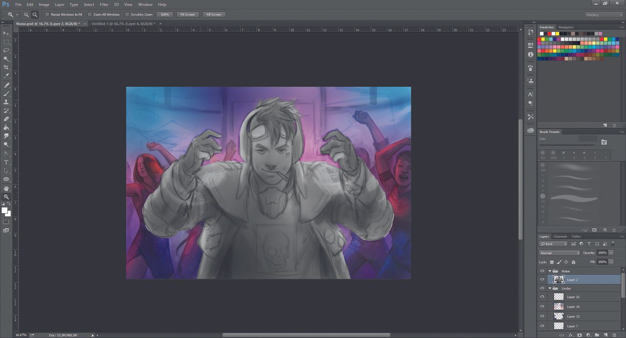 While maintaining a consistent colour scheme for the background so it highlights the character, it's also important for it to hold a little drama