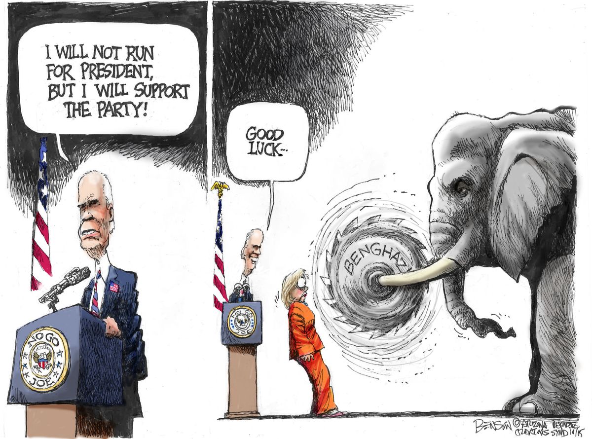 Political cartoon U.S. Joe Biden Hillary Clinton Benghazi | The Week