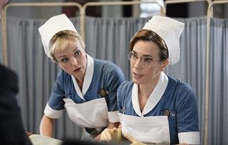Nurses Trixie (Helen George) and Shelagh (Laura Main) get to work, providing the locals with the best antenatal care...
