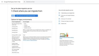 Gmail's data migration service homepage