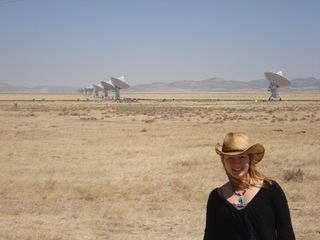 Blakesley Burkhart at the Very Large Array telescope in New Mexico.
