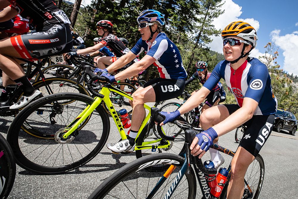 Megan Guarnier of The United States and USA Cycling National Team and teammate Katherine Compton of The United States and USA Cycling National Team
