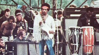 Jimi Hendrix onstage at Woodstock