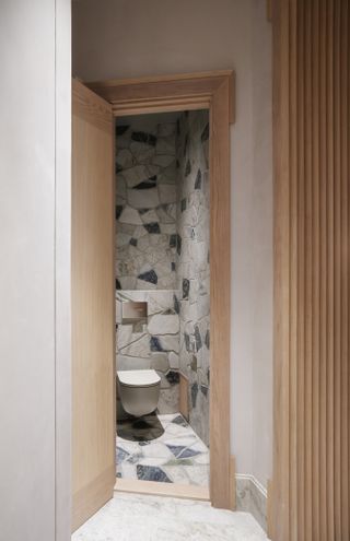 A bathroom made in natural stone