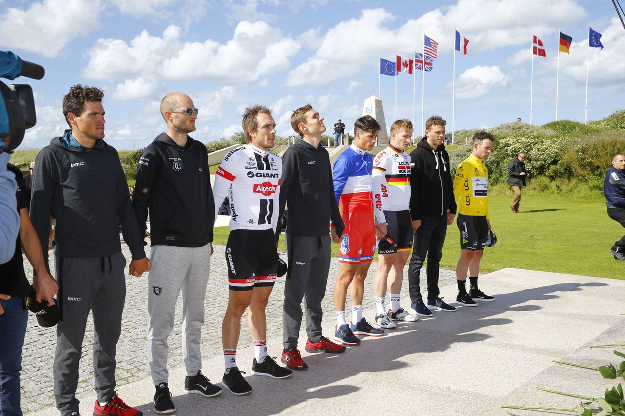 A ceremony at the WWII memorial on Utah Beach