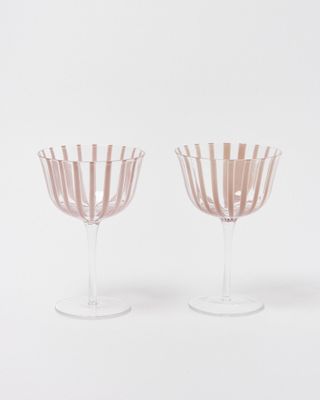 Vita Pink Glass Champagne Saucers Set of Two | Oliver Bonas