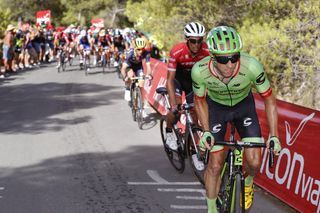 Michael Woods (Cannondale-Drapac) riding away from the GC group