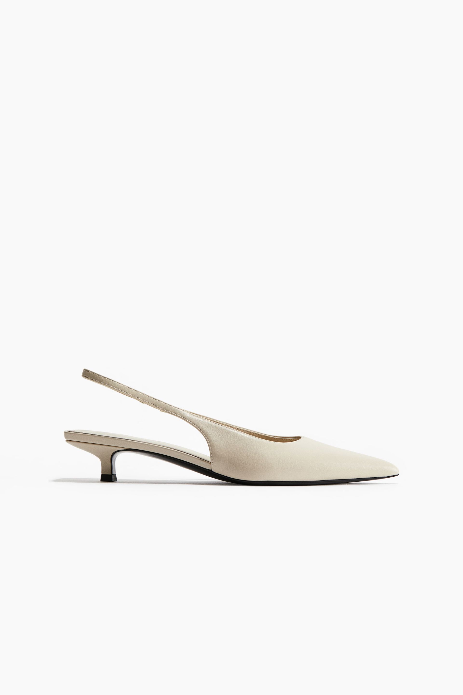 Kitten-Heeled Pointed Slingbacks - Black
