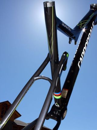 Newly added on the '11 Scalpel is a seat stay bridge to stiffen up the rear end.