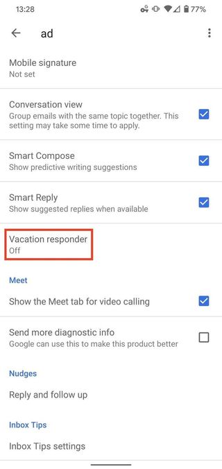 Enable Vacation Responder Gmail