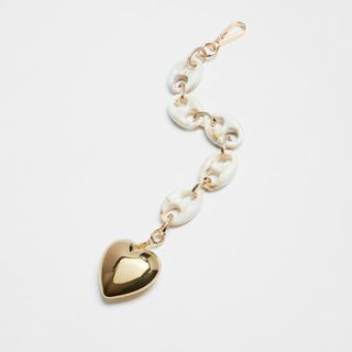 Natural Big Puffy Heart Chain Bag Charm