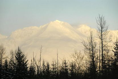 A snowy mountain in Alaska.