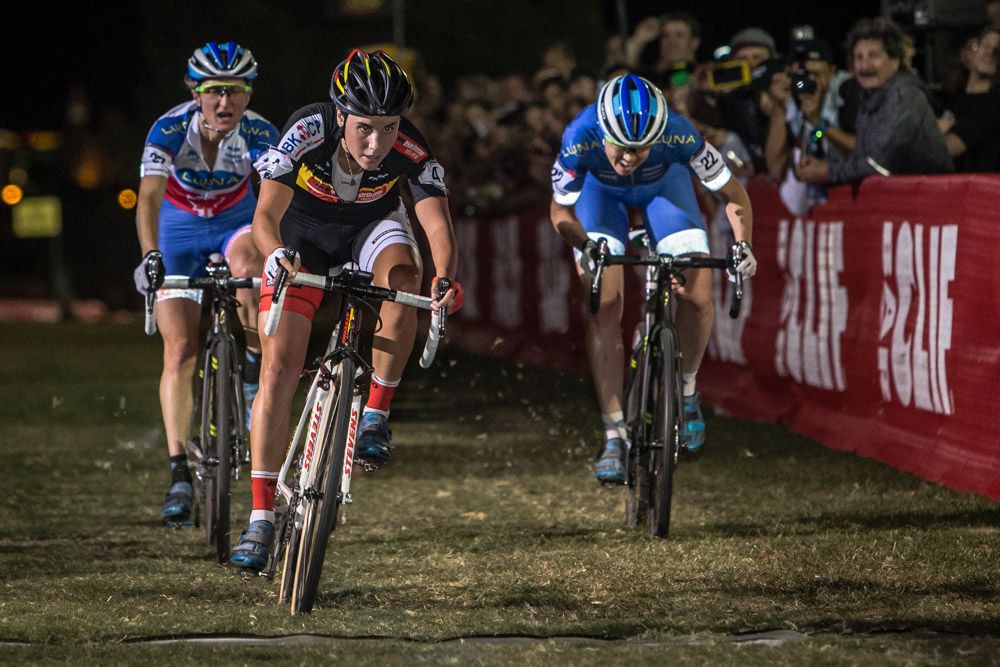 Ellen Van Loy sprints for the line