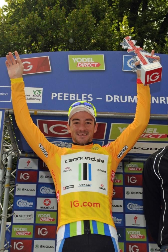 Elia Viviani (Cannondale) on the podium