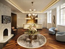 Mandarin Oriental Vienna interior of lush luxurious hotel in light tones and some warmer accents in darker neutral colours