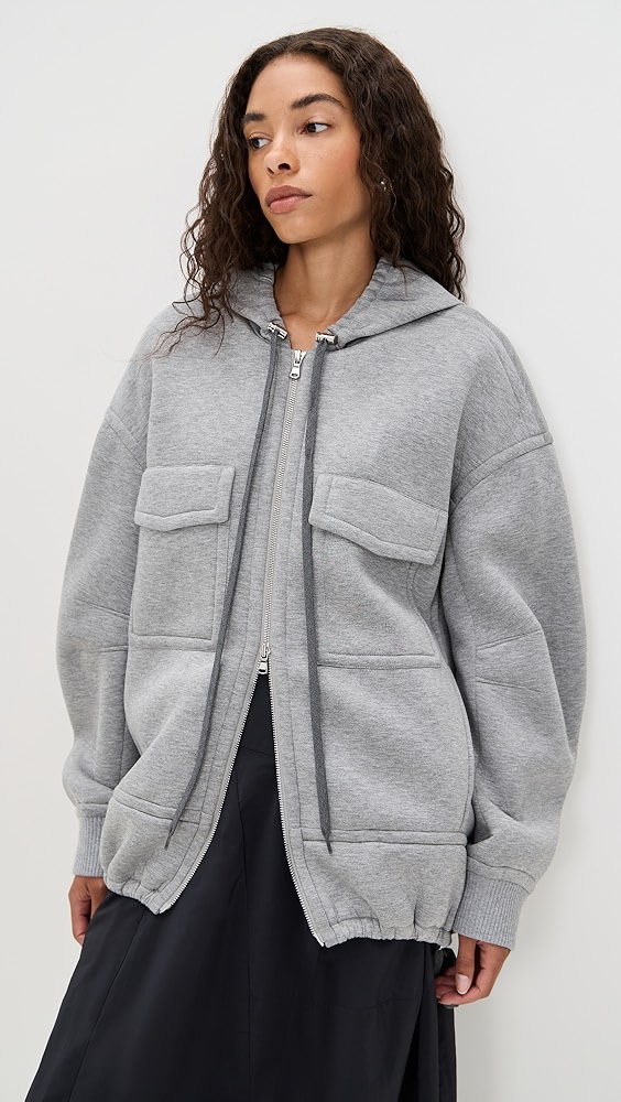 Tibi Techy Viscose Zip Up Hoodie