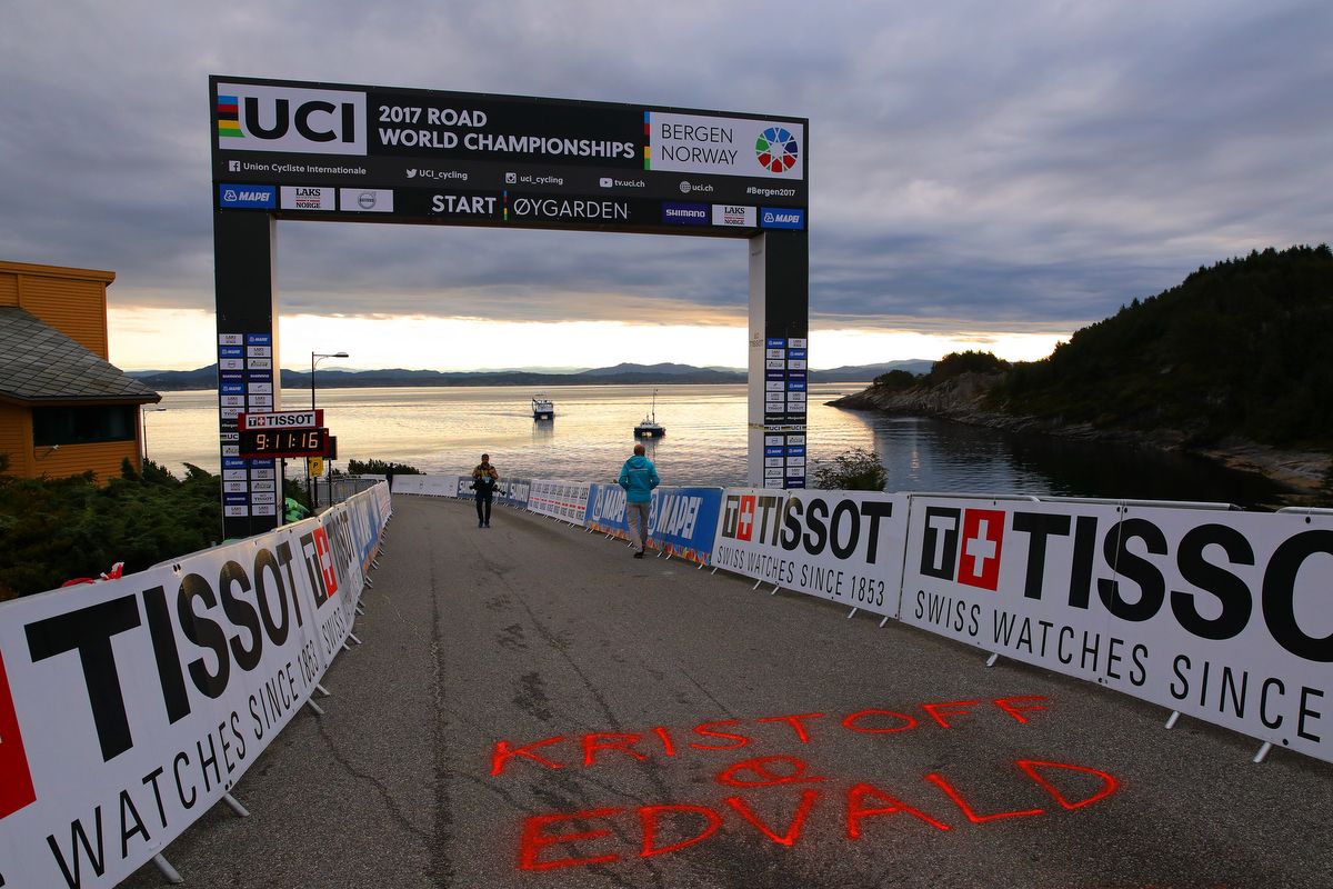 The men's start line in the early evening won the race was done and dusted