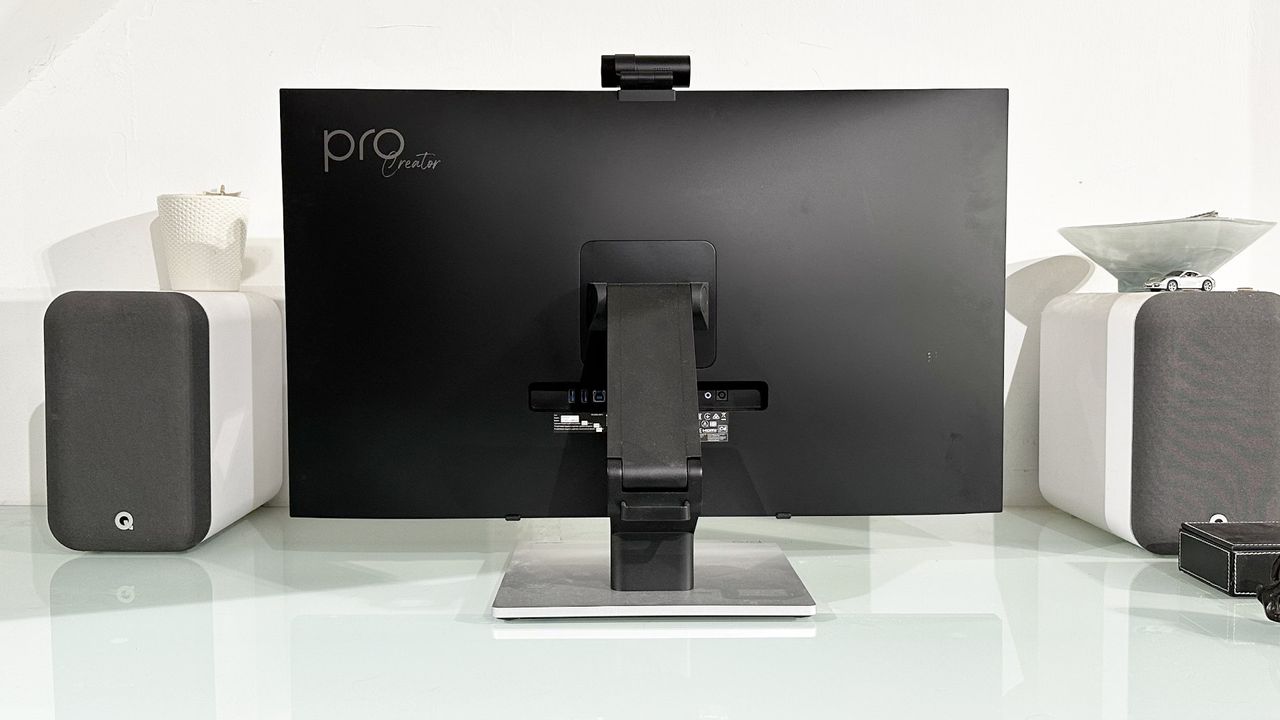 The Acer ProDesigner PE320QXT on a desk in a home office during our testing process
