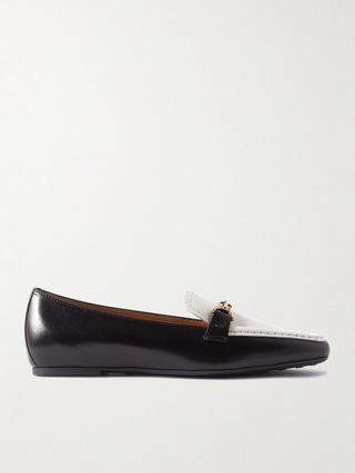 Embellished Two-Tone Leather Loafers