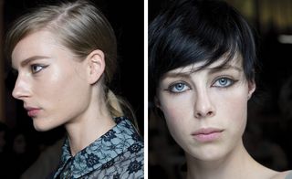 Pat McGrath drew a perfectly discreet cat eye at Stella McCartney, as Eugene Souleiman recreated a 1960s vibe with hair