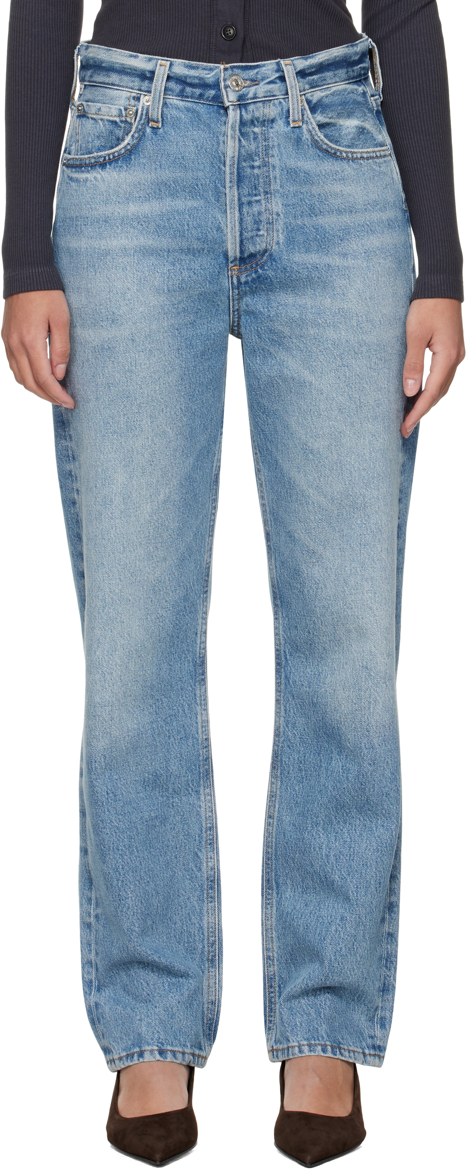 Blue Blaine High Rise Straight Jeans