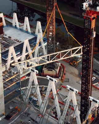 Powerhouse Parramatta cranes at the construction site