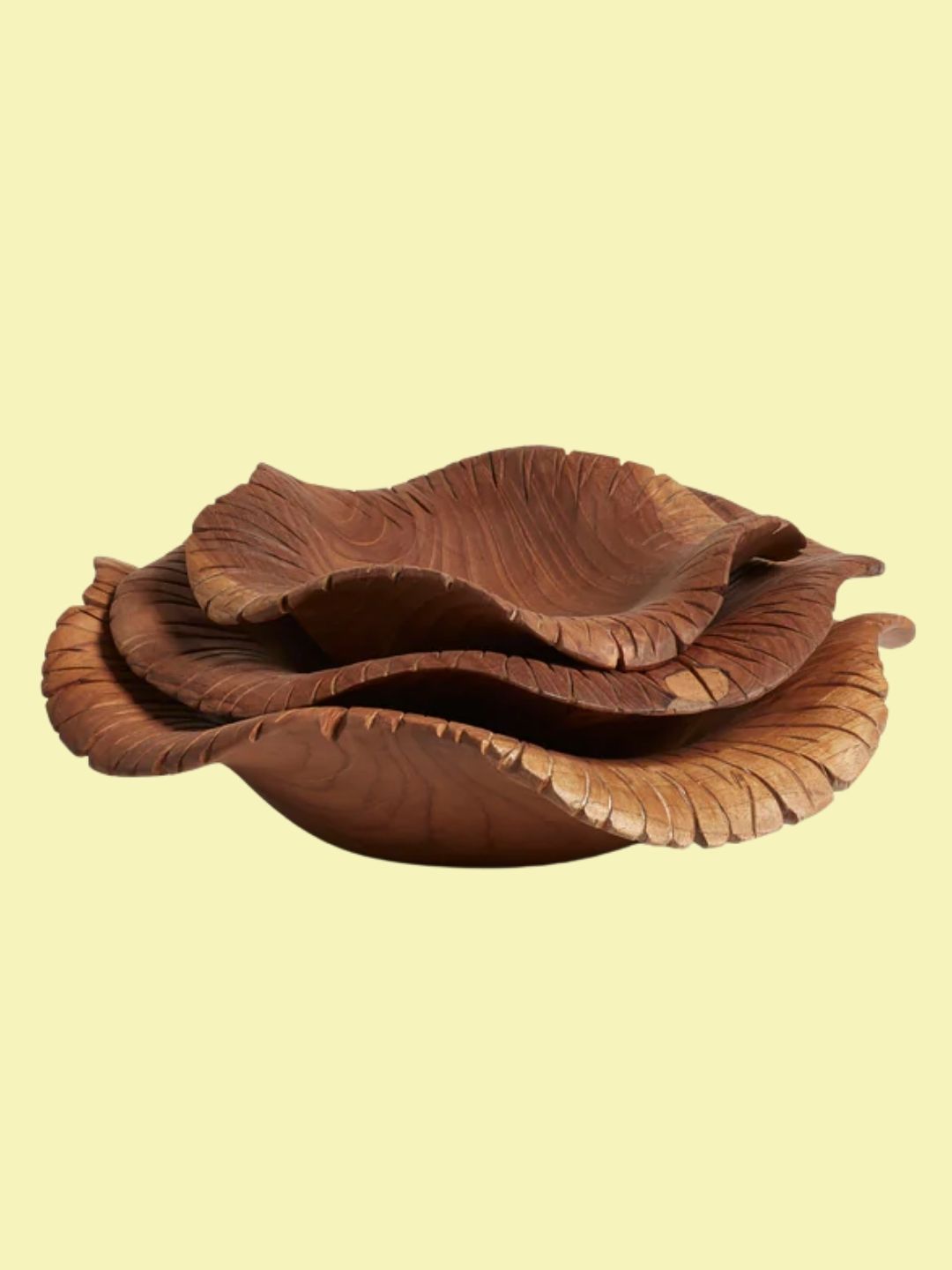 OKA, Ghonsala Wooden Serving Plates - Set of Three