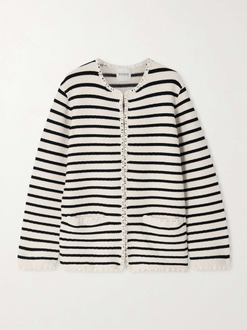 Henry Embellished Striped Knitted Cardigan