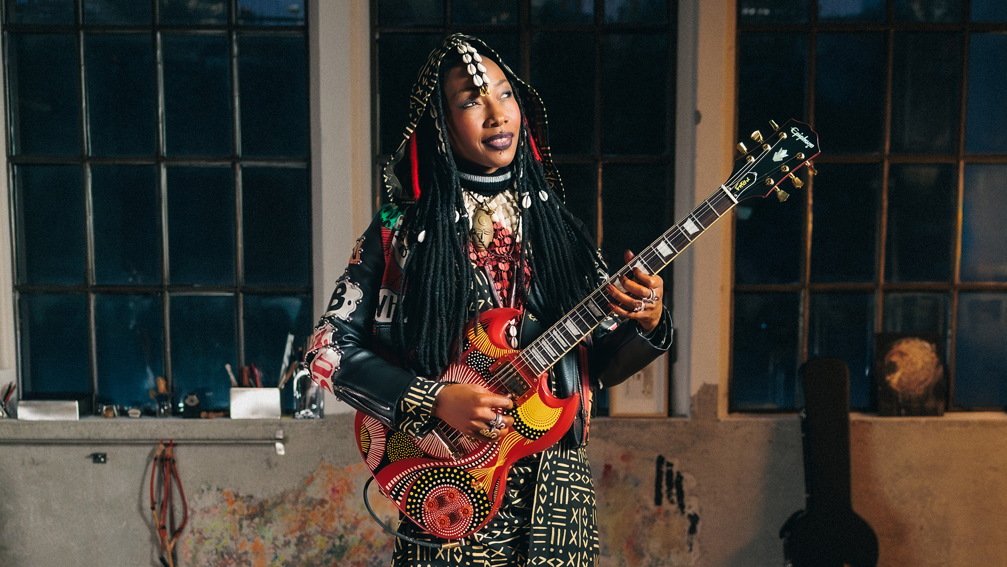 Fatoumata Diawara with her signature Epiphone SG