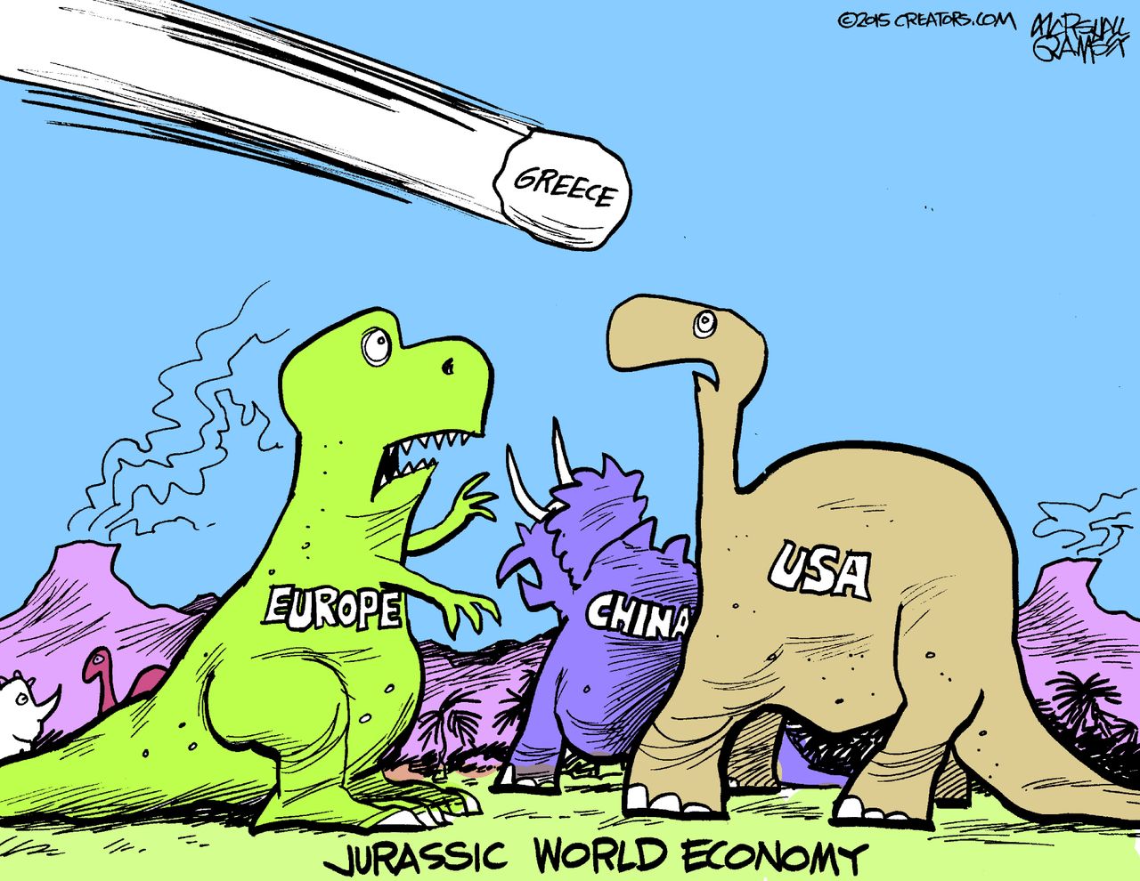 Editorial cartoon World Greece Economy