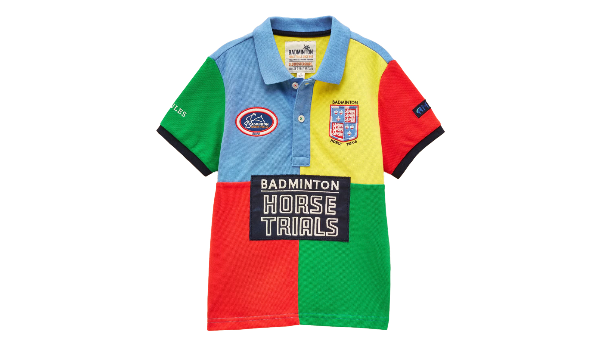 Joules Multi Official Badminton Horse Trials Colourblock Kids Cotton Pique Polo Shirt