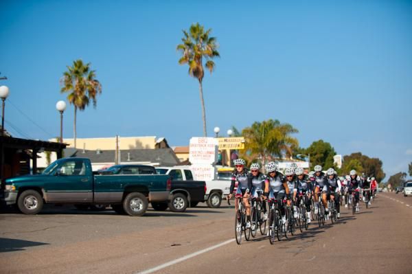 An easy pace as the riders stretch their legs at the start of the ride
