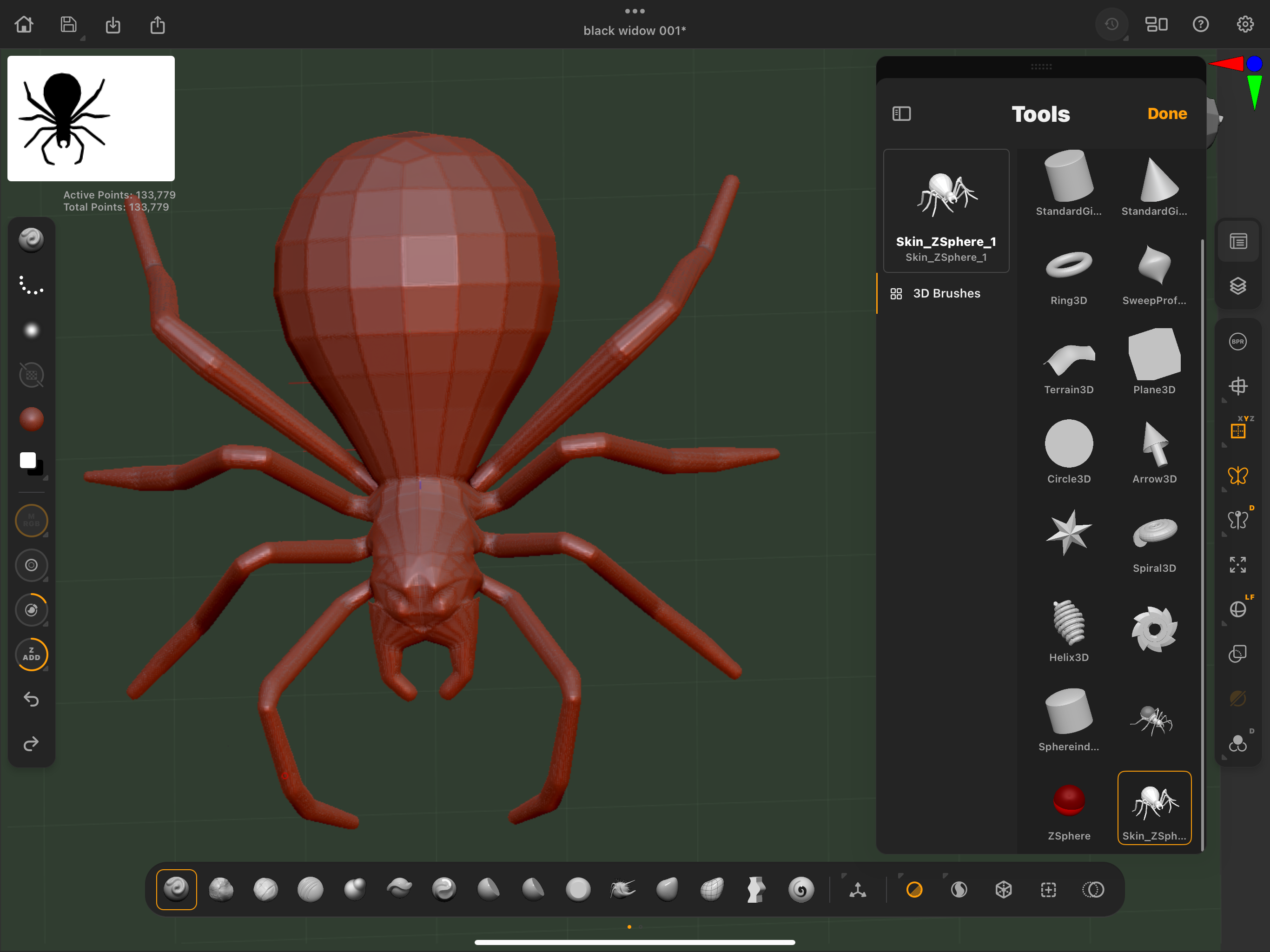 ZBrush for iPad tutorial; sculpt a spider 