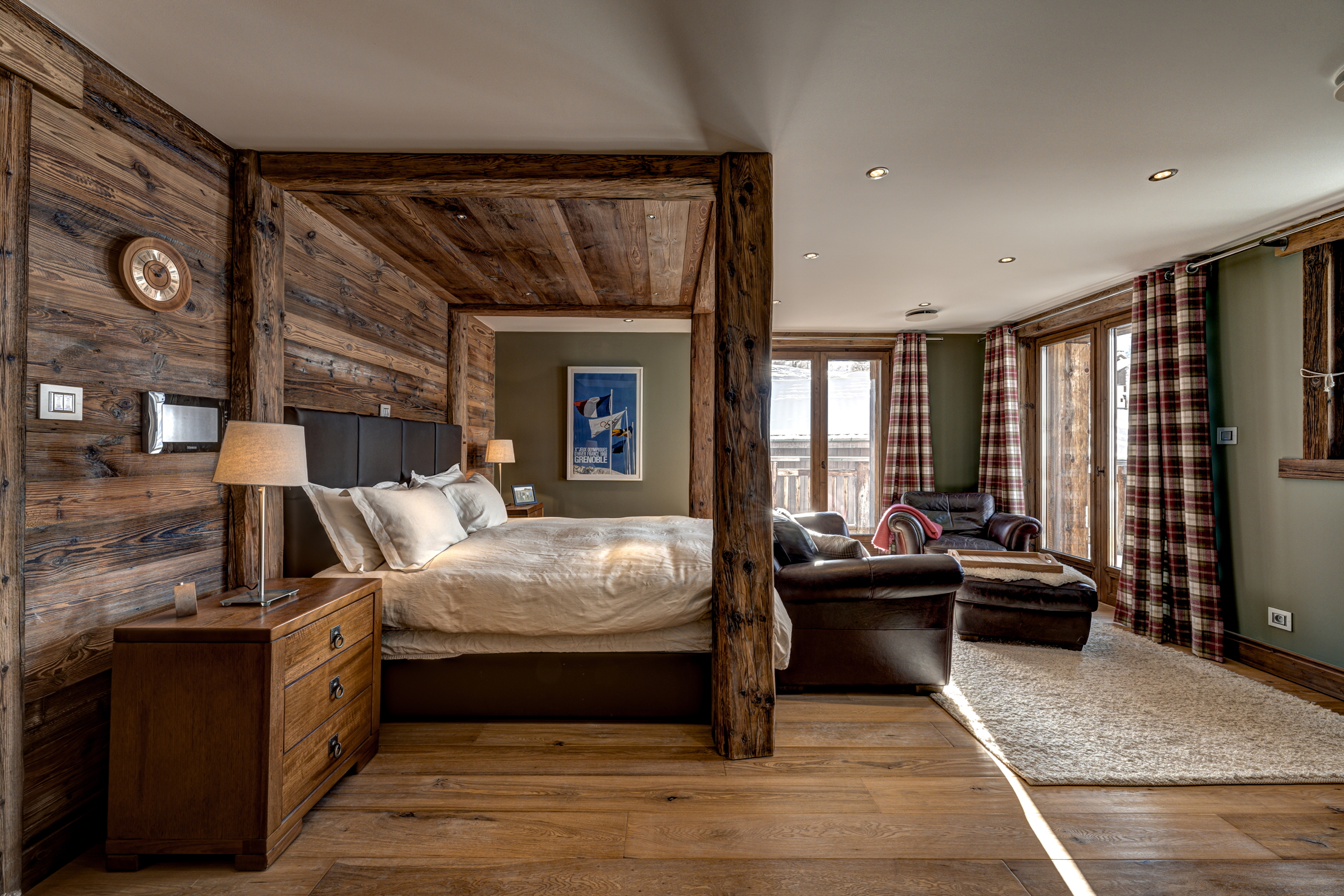 Images of the chalet in St Martin de belleville. lots of wood, lots of stone, lots of snow, lots of luxury