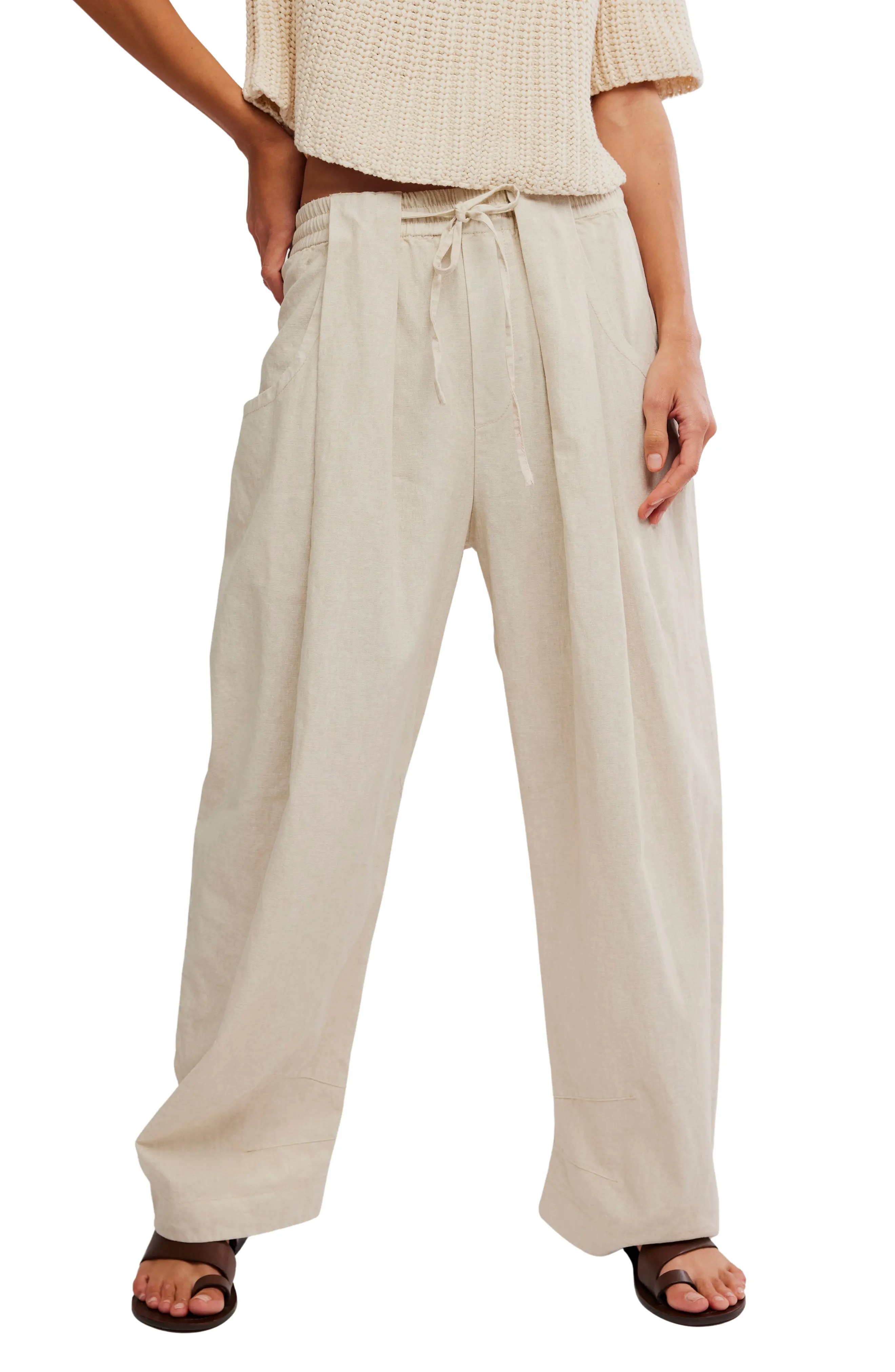 Free People, Chambers Drawstring Linen &amp;amp; Cotton Pants