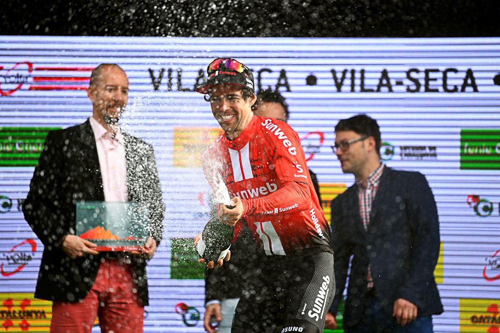 Michael Matthews on the Catalunya podium after winning stage 6