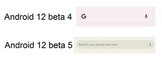 Android 12 Beta 5 Search Box