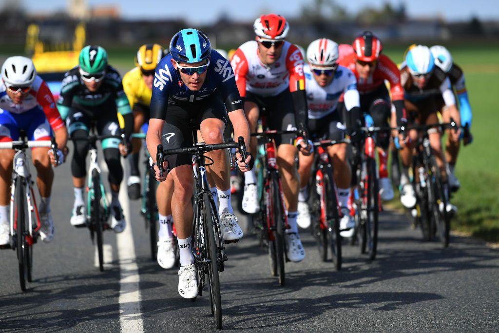 Luke Rowe (Team Sky) in full flight at Paris-Nice.