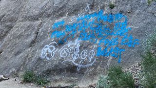 Graffiti on rocks at Yosemite National Park