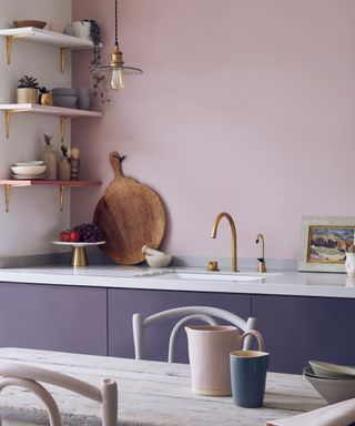 Pink and purple Annie Sloan kitchen