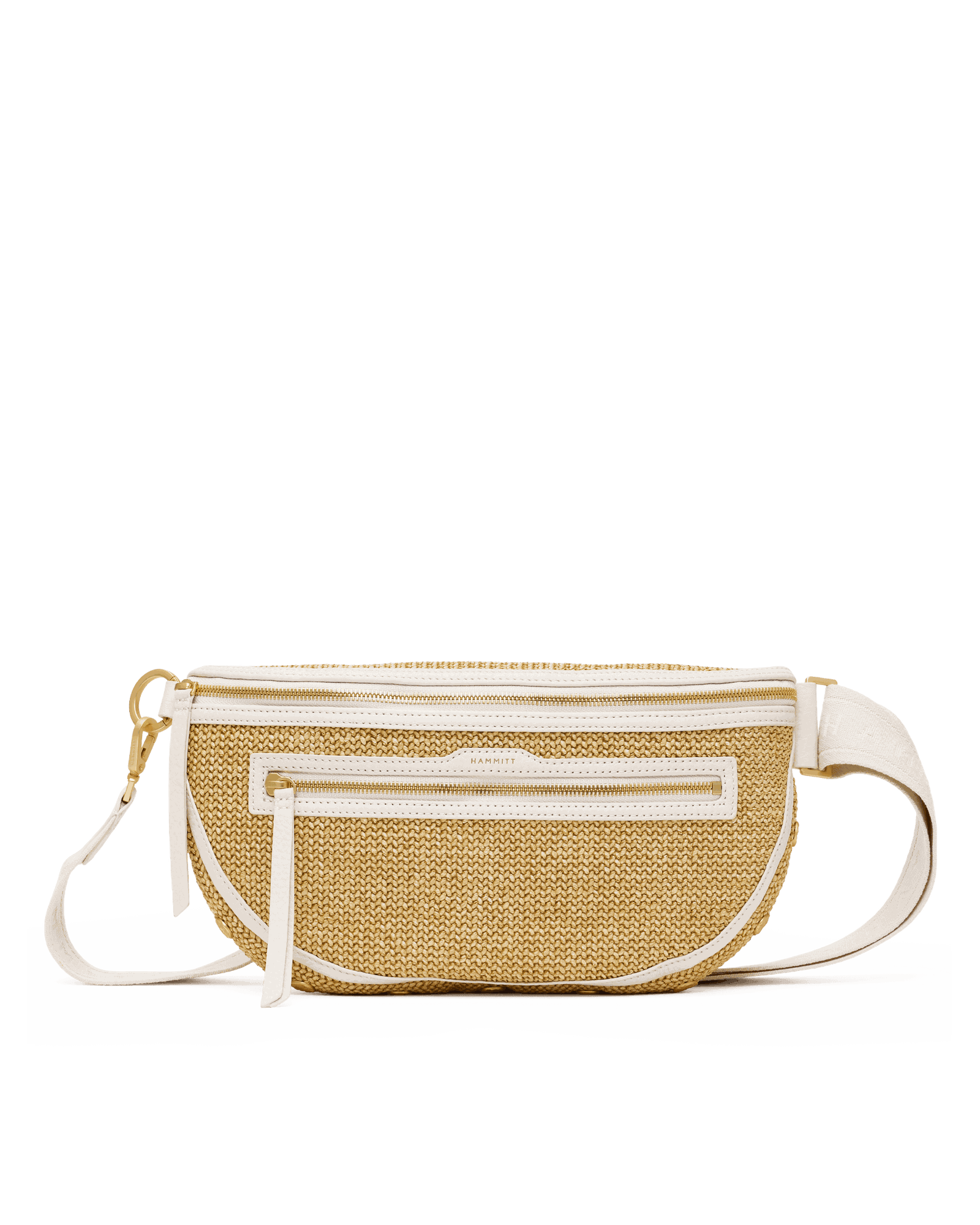 Charles Crossbody | Calla Lily White Raffia/brushed Gold Hammered | Lrg