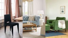 A three panel image showing some of the best velvet furniture