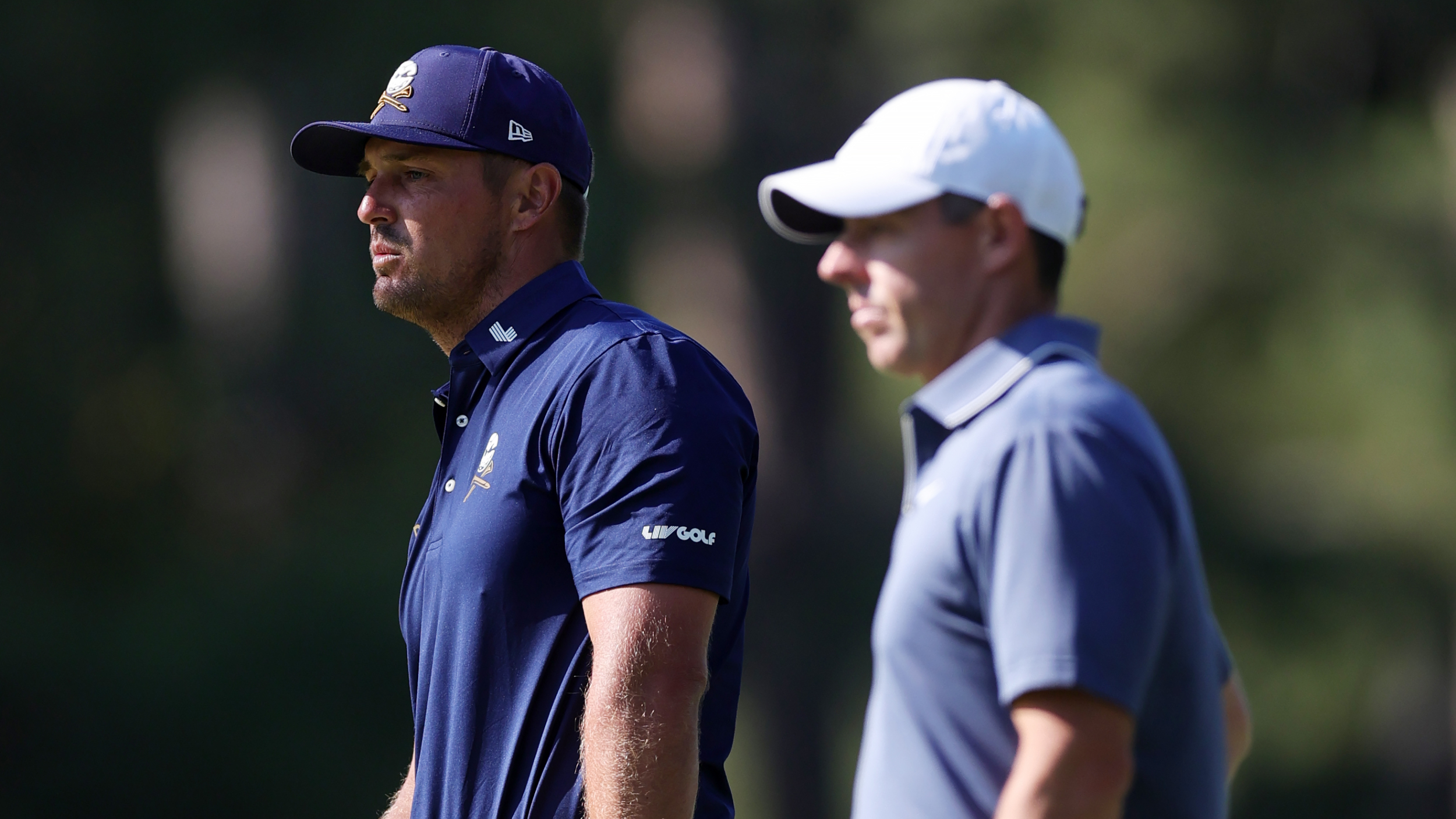 Bryson DeChambeau and Rory McIlroy during The Masters