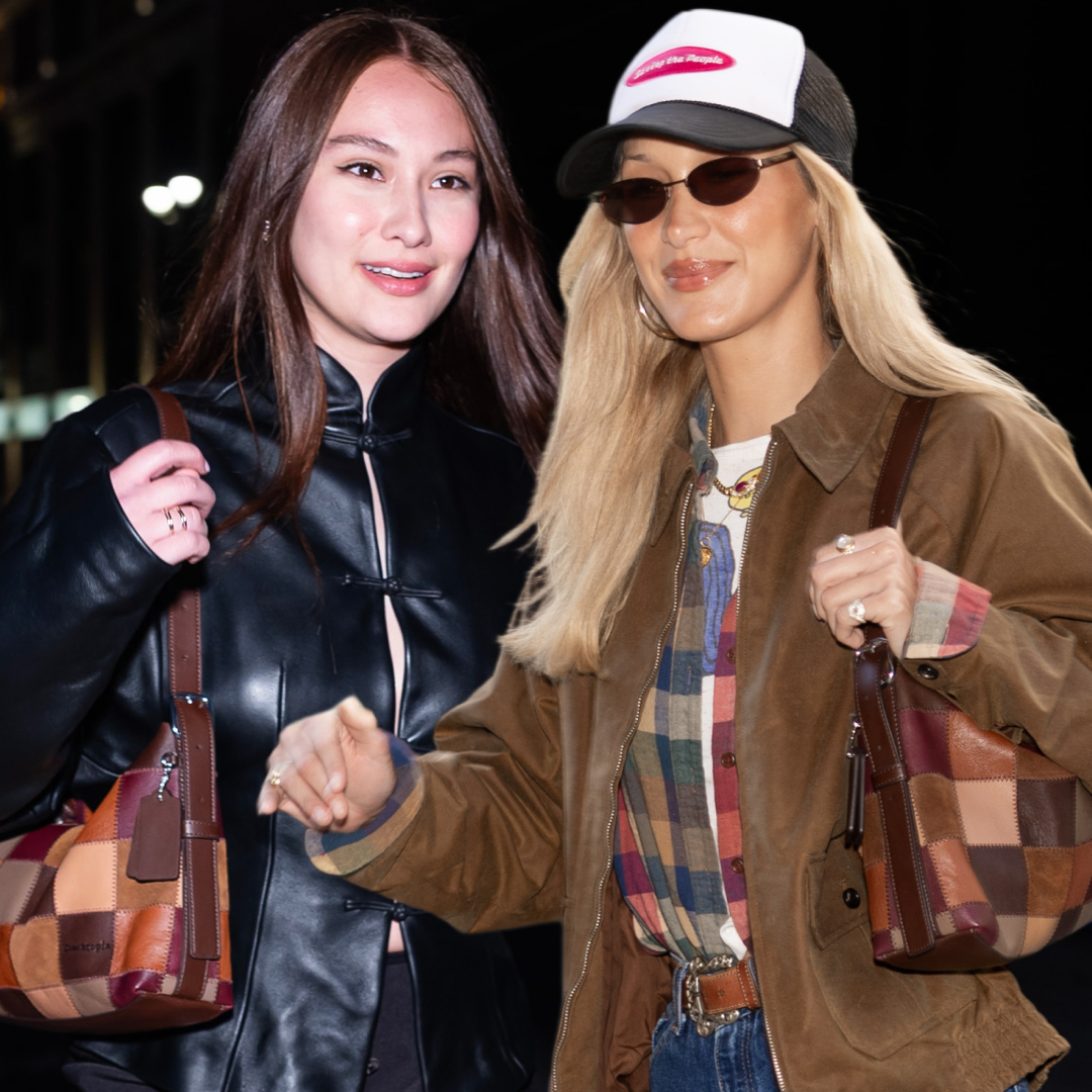 Lola Tung wore Bella Hadid's Coachtopia patchwork bag with an all-black going-out look