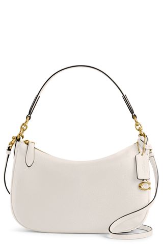 Coach Polished Pebble Leather Crossbody Bag in white