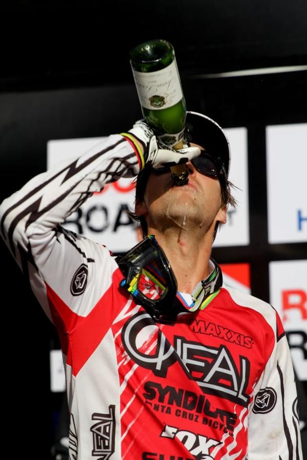 Bubbly time for Greg Minnaar (Santa Cruz Syndicate)