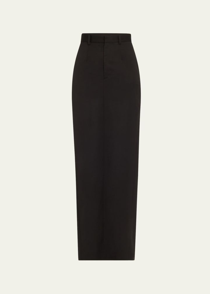 High Waisted Tailored Pillar Wool Skirt